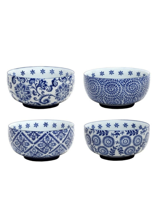 Blue & White Bowls 15 cms set of 4