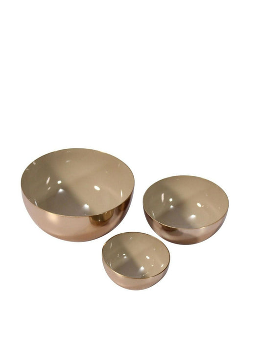 Taupe Brass Enamel Condiment Bowl Set of 3