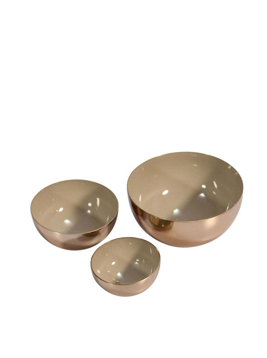 Taupe Brass Enamel Condiment Bowl Set of 3