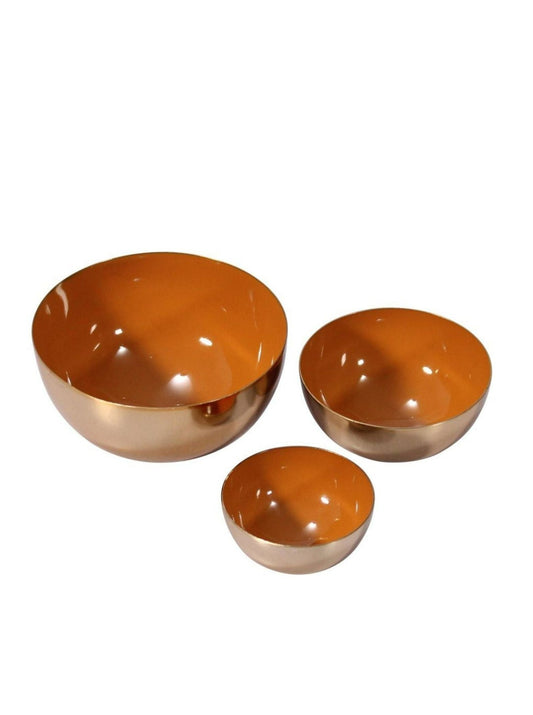 Spice Brass Enamel Condiment Bowl Set of 3