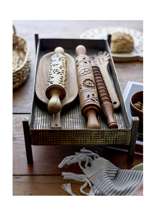 Carved Recycled Wood Set of 3 Rolling Pins
