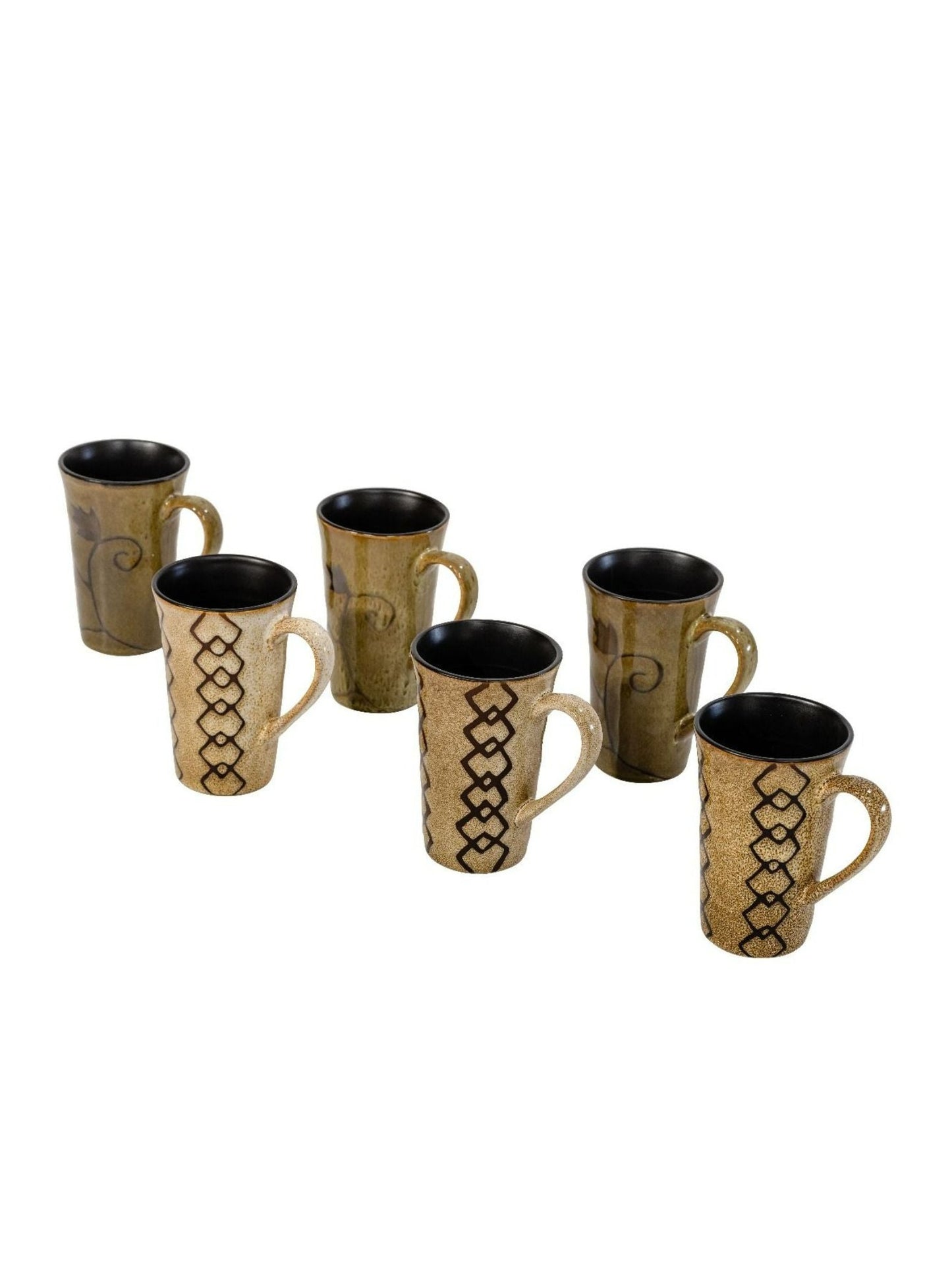 Stoneware Brown Tones 6 Pc Mug Set - Brown - 290ml