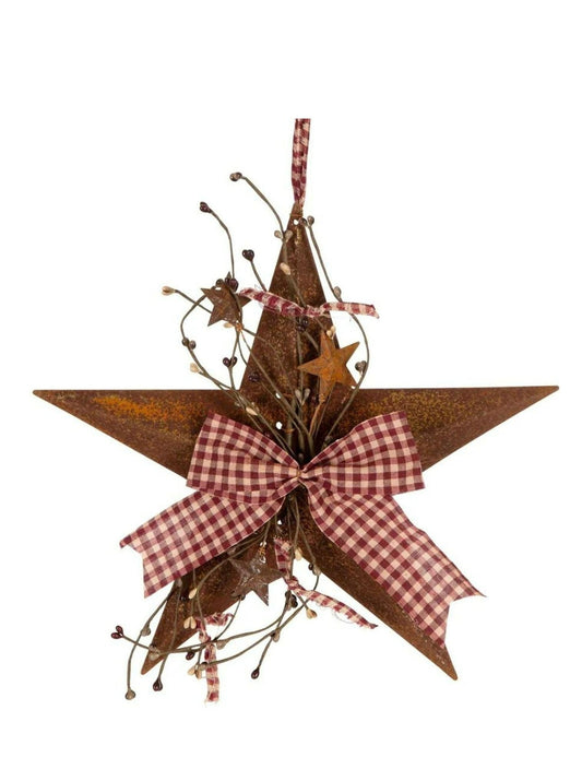 Dural Gingham Bow Rusty Hanging Star Decoration