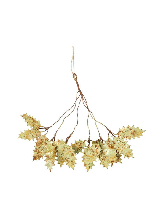 Gilded Iron Holly Hanging Decoration