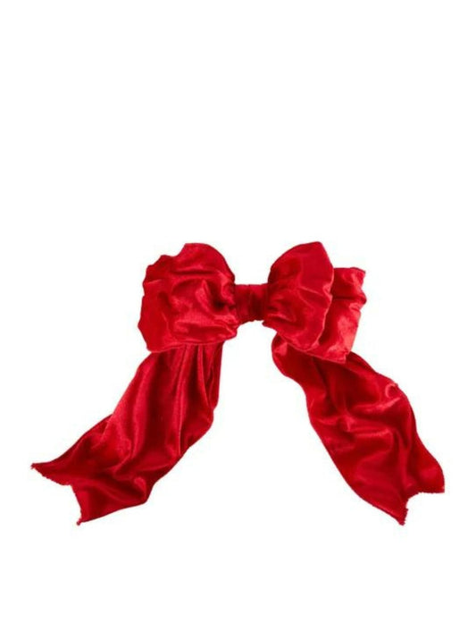 Velvet Bow with Clip Red