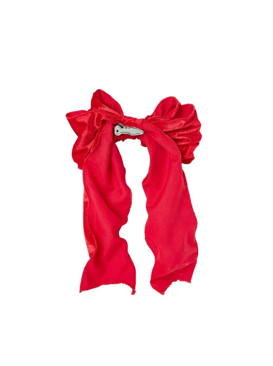 Velvet Bow with Clip Red
