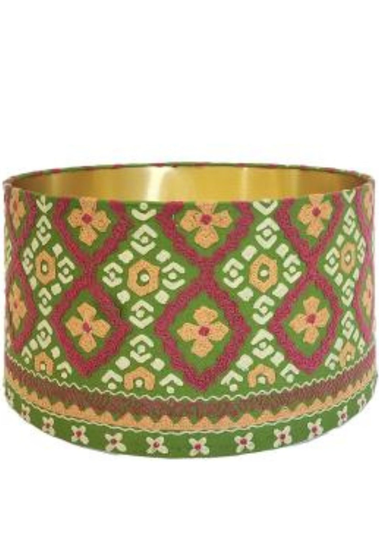 Drum Shade - Tribal Diamonds - Green Multi