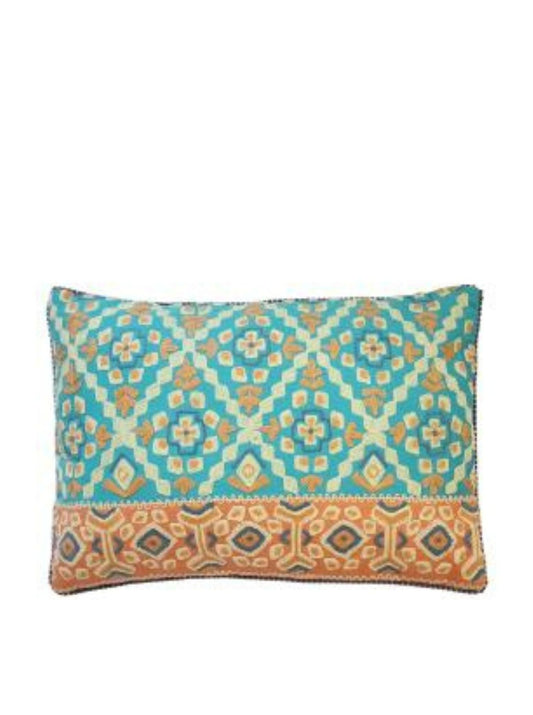 Tribal Diamonds Lumbar Cushion - Aqua Multi