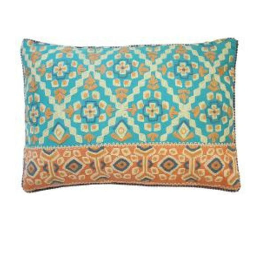 Tribal Diamonds Lumbar Cushion - Aqua Multi