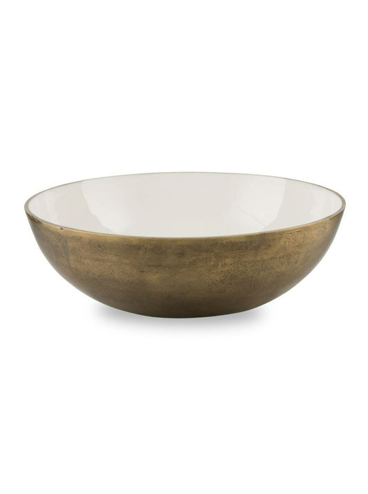 Large White Aluminium And Enamel Round Bowl
