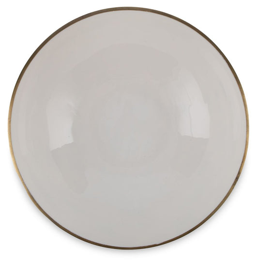 Large White Aluminium And Enamel  Round Bowl