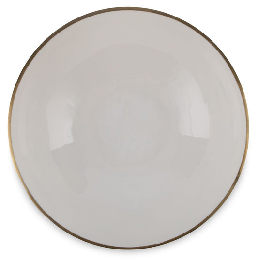 Large White Aluminium And Enamel Round Bowl